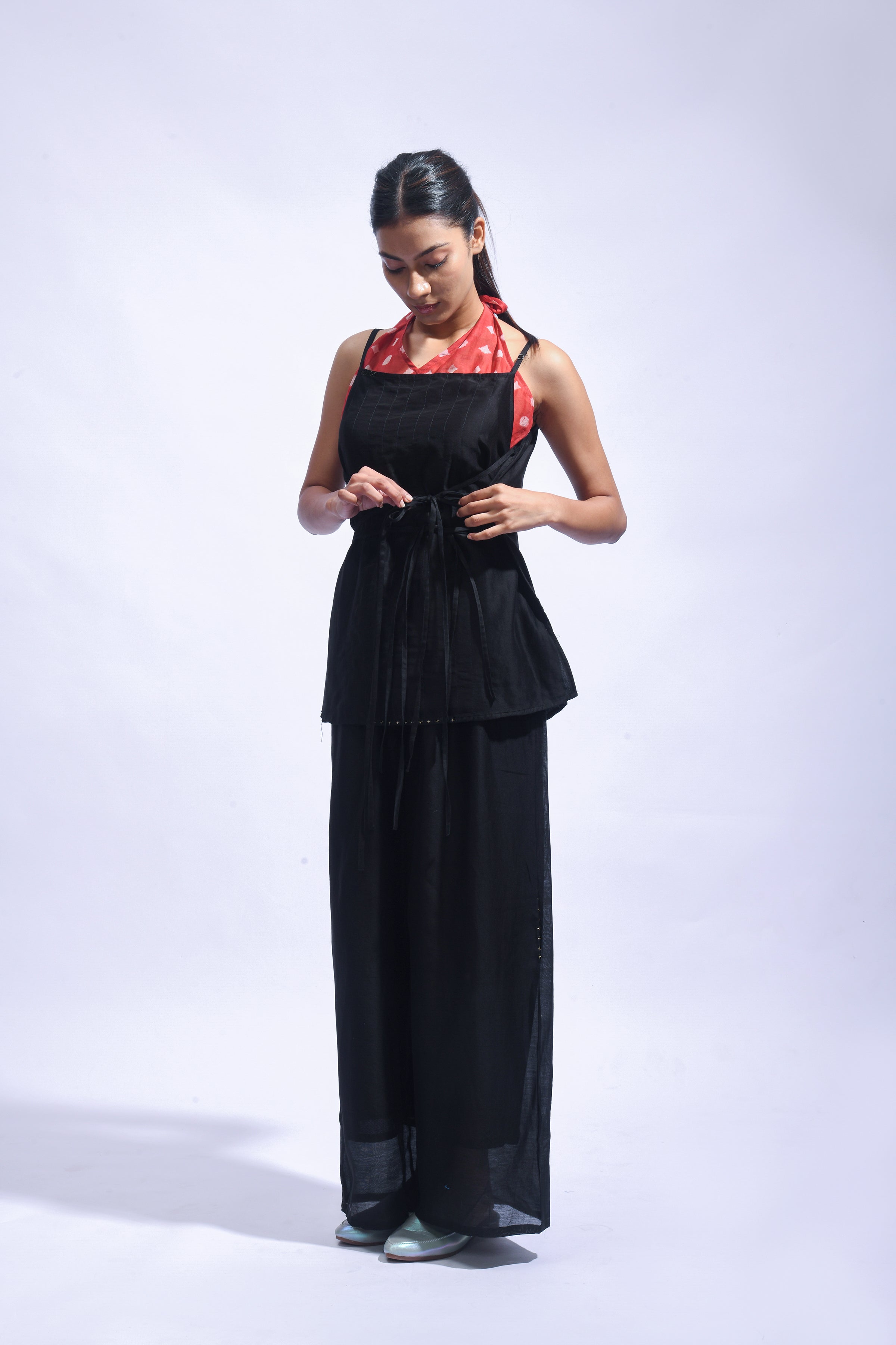 Crimson Cross Chanderi Set