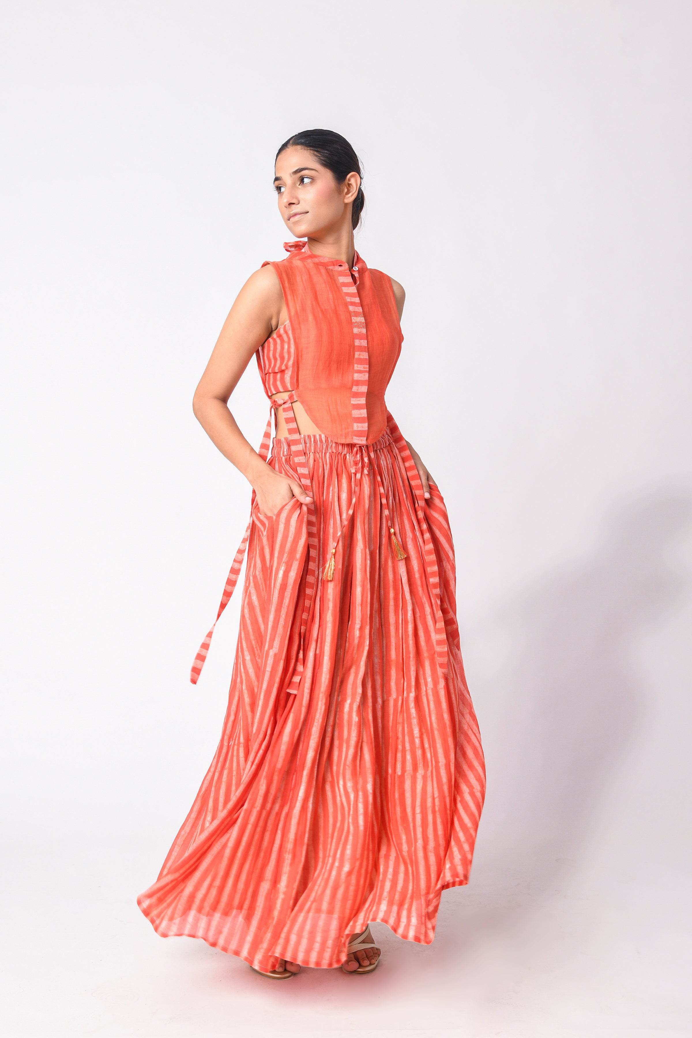 CORAL  YOKE CO-ORD SET