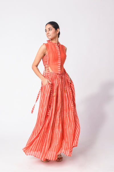 CORAL  YOKE CO-ORD SET