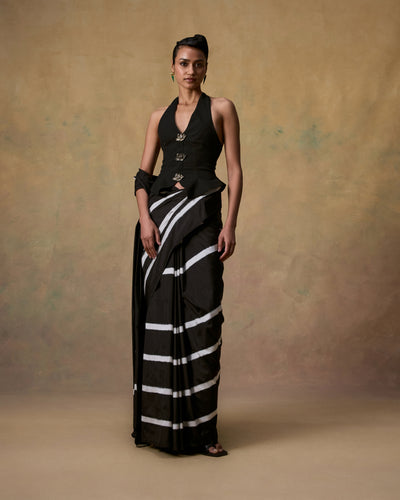 Noir Ikat Silk Saree