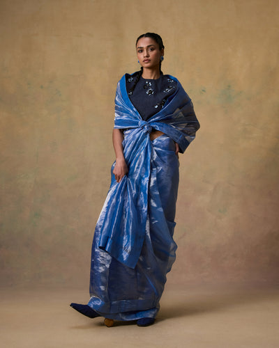 H/W Blue Metallic Saree