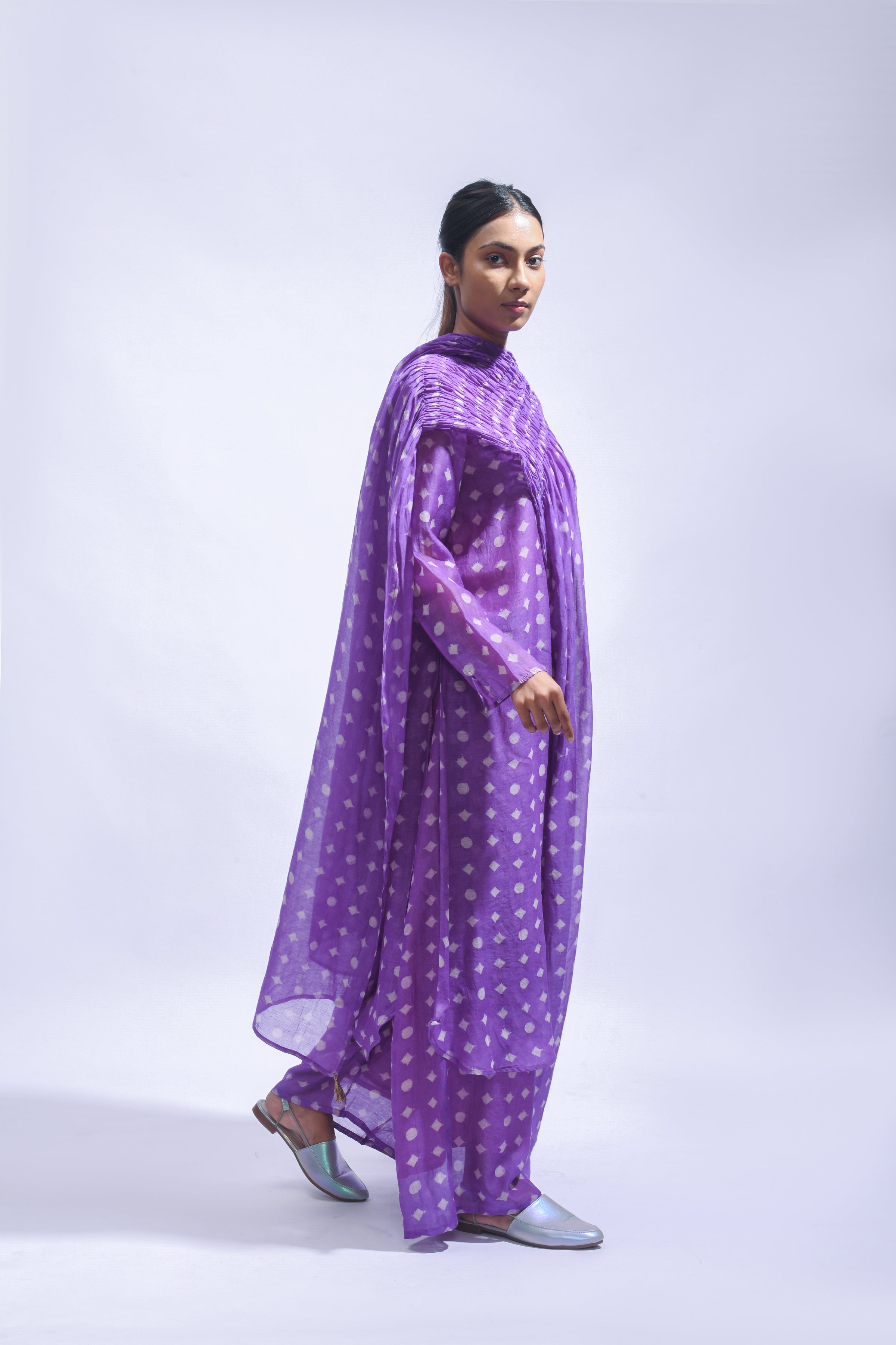 Violet Smocked Silk Set