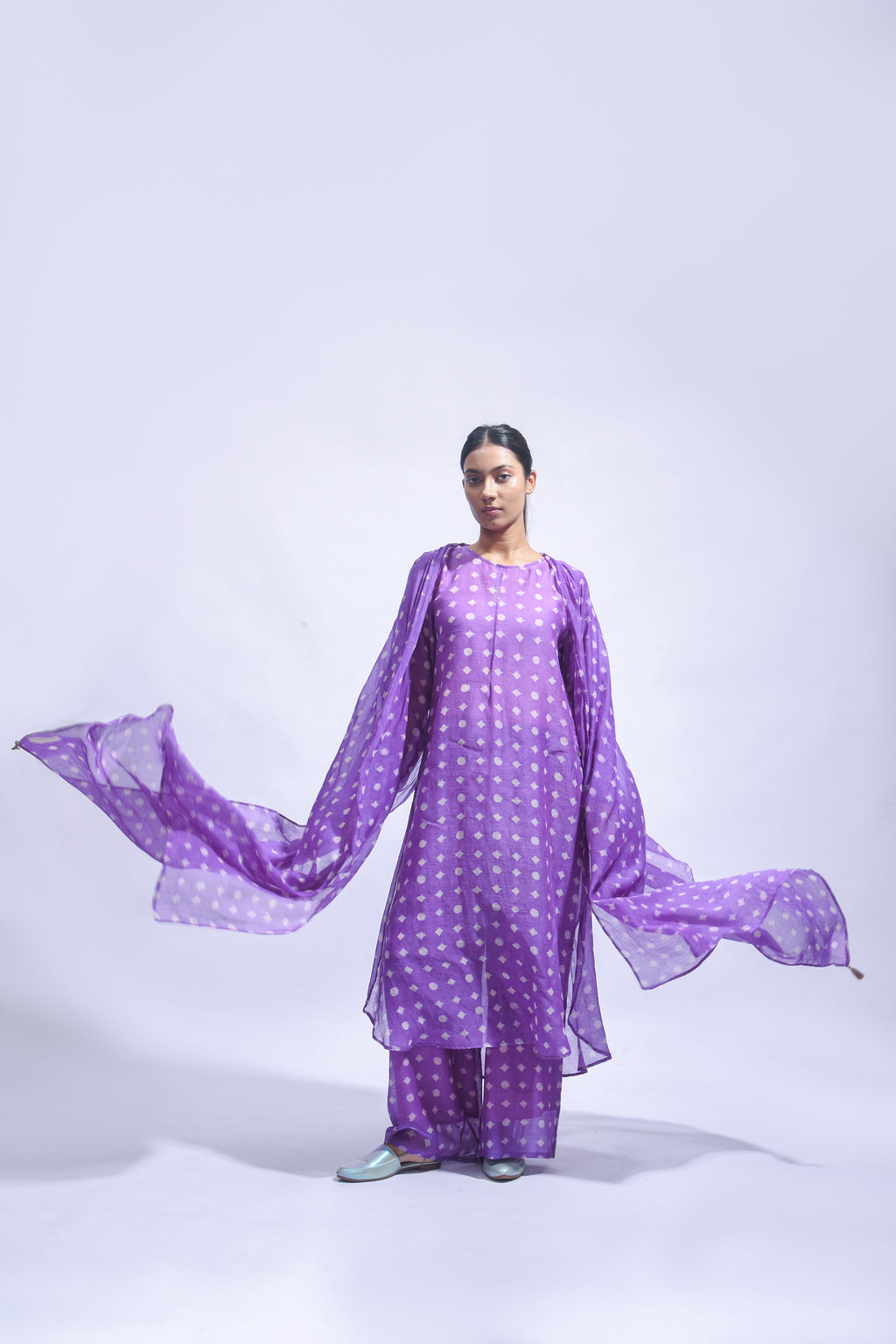 Violet Smocked Silk Set