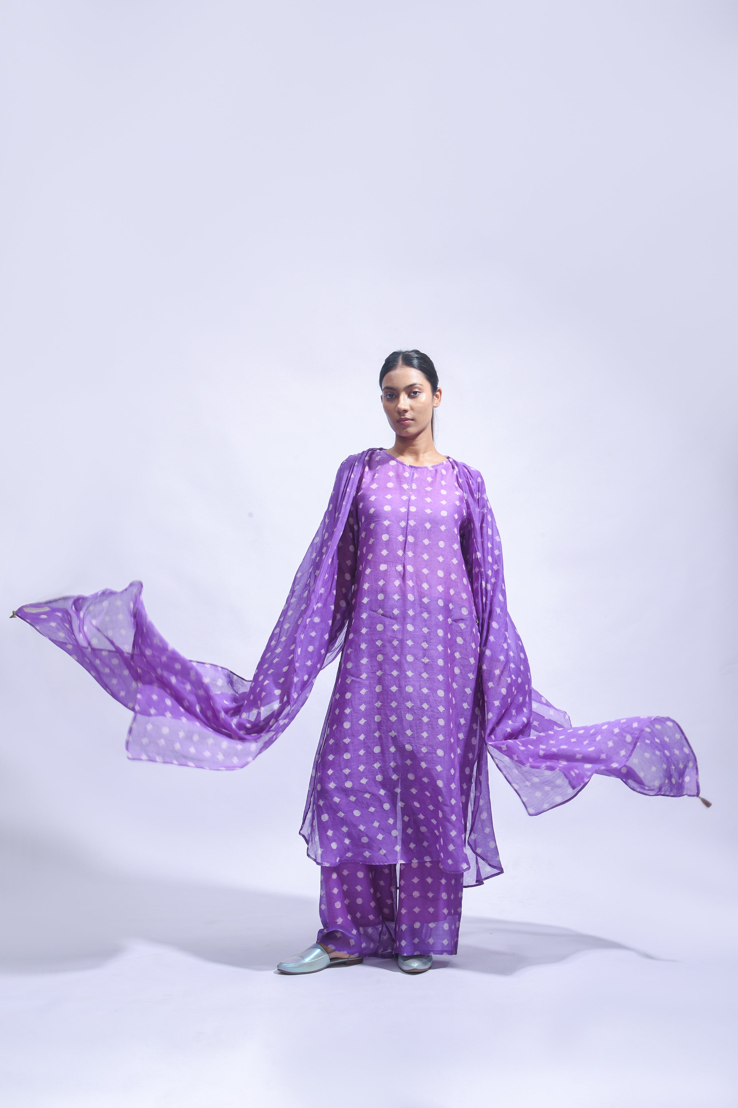 Violet Smocked Silk Set