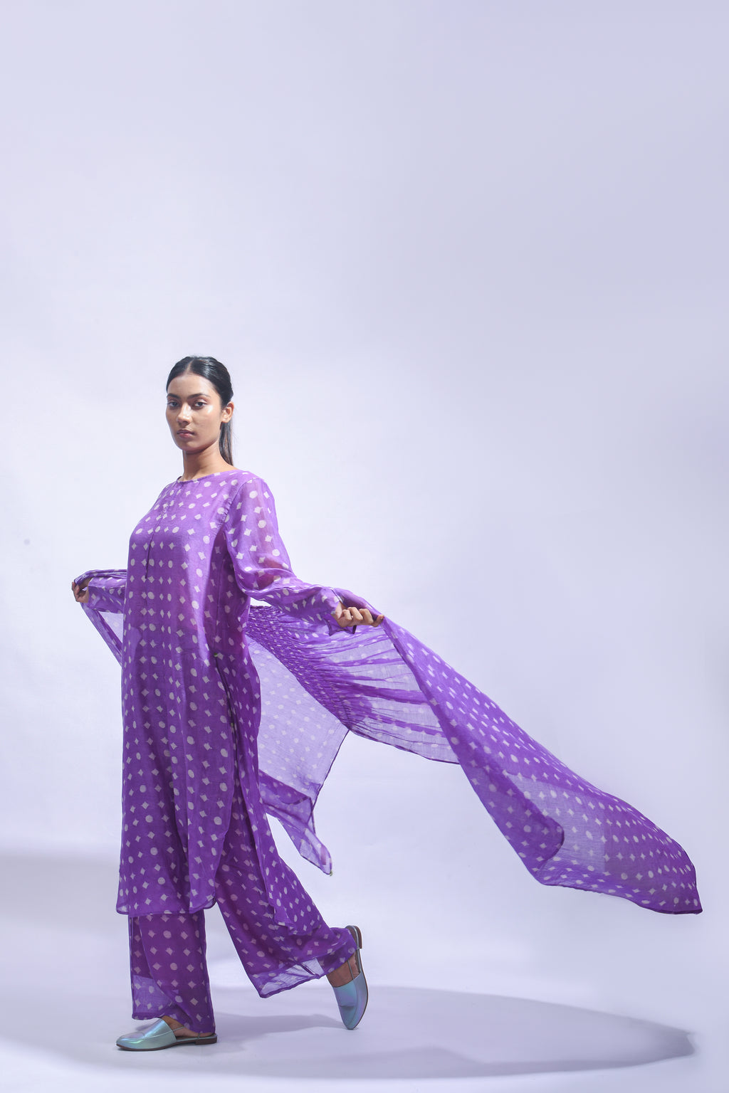 Violet Smocked Silk Set