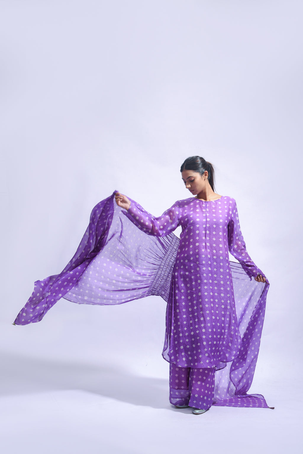 Violet Smocked Silk Set