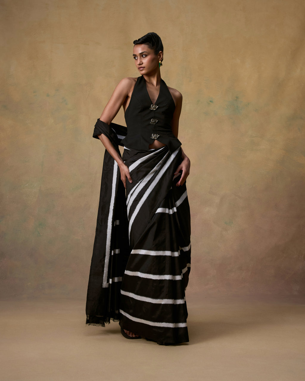 Noir Ikat Silk Saree