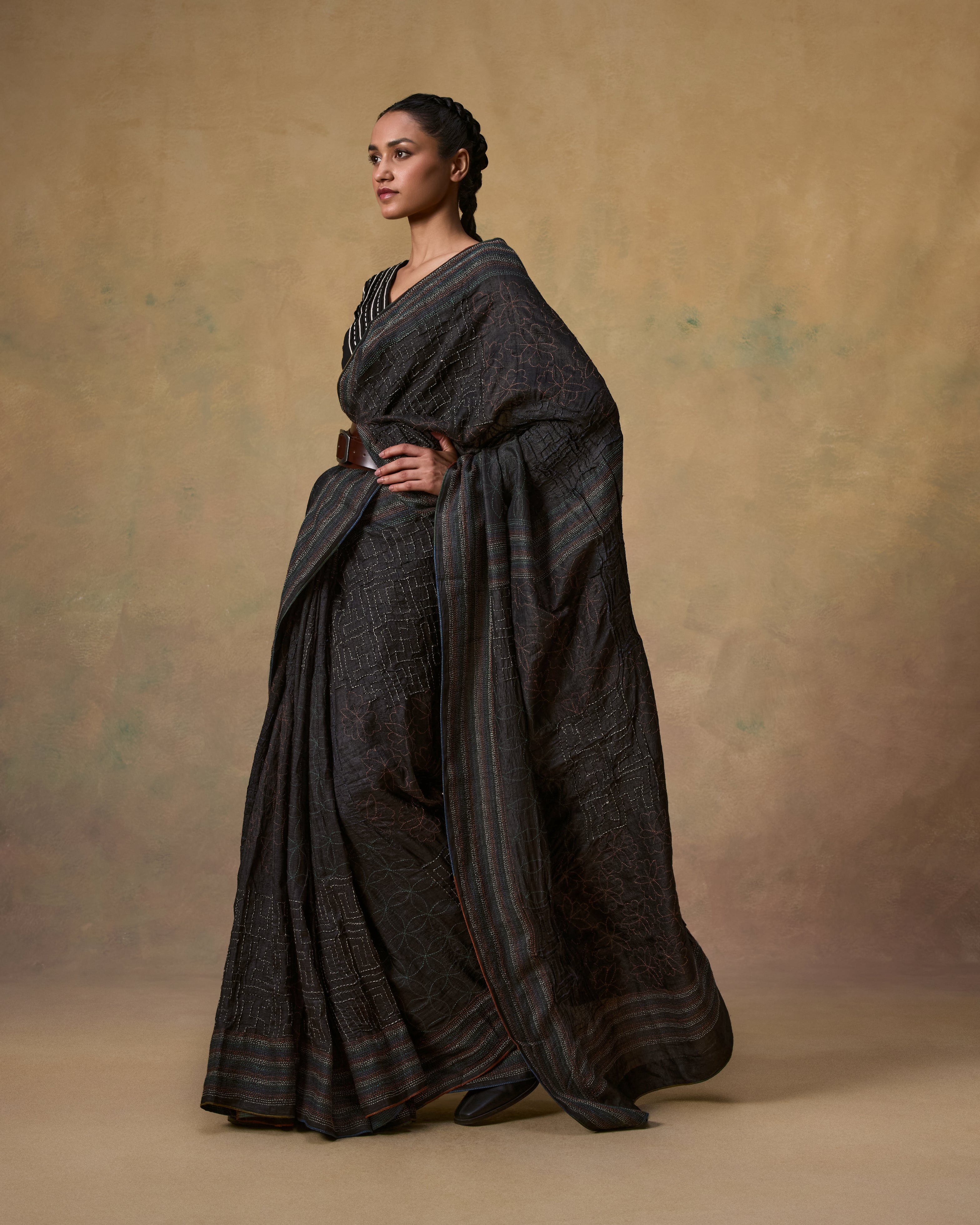 Ubhra Kantha Tussar Saree