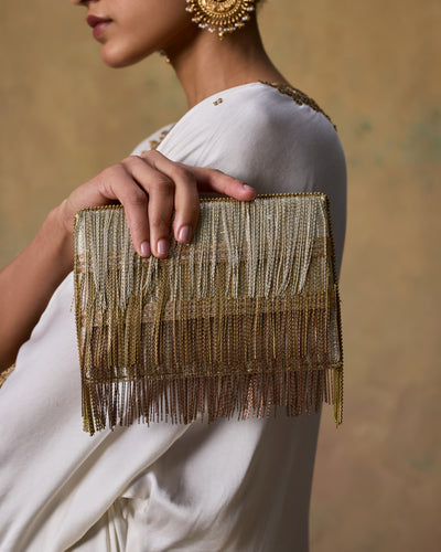 Hinted Kasse Silver Gold Clutch