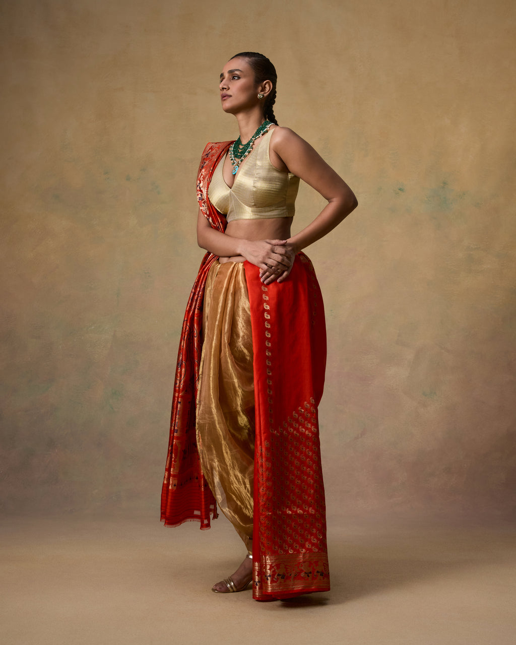 H/W Yellow Metallic Saree