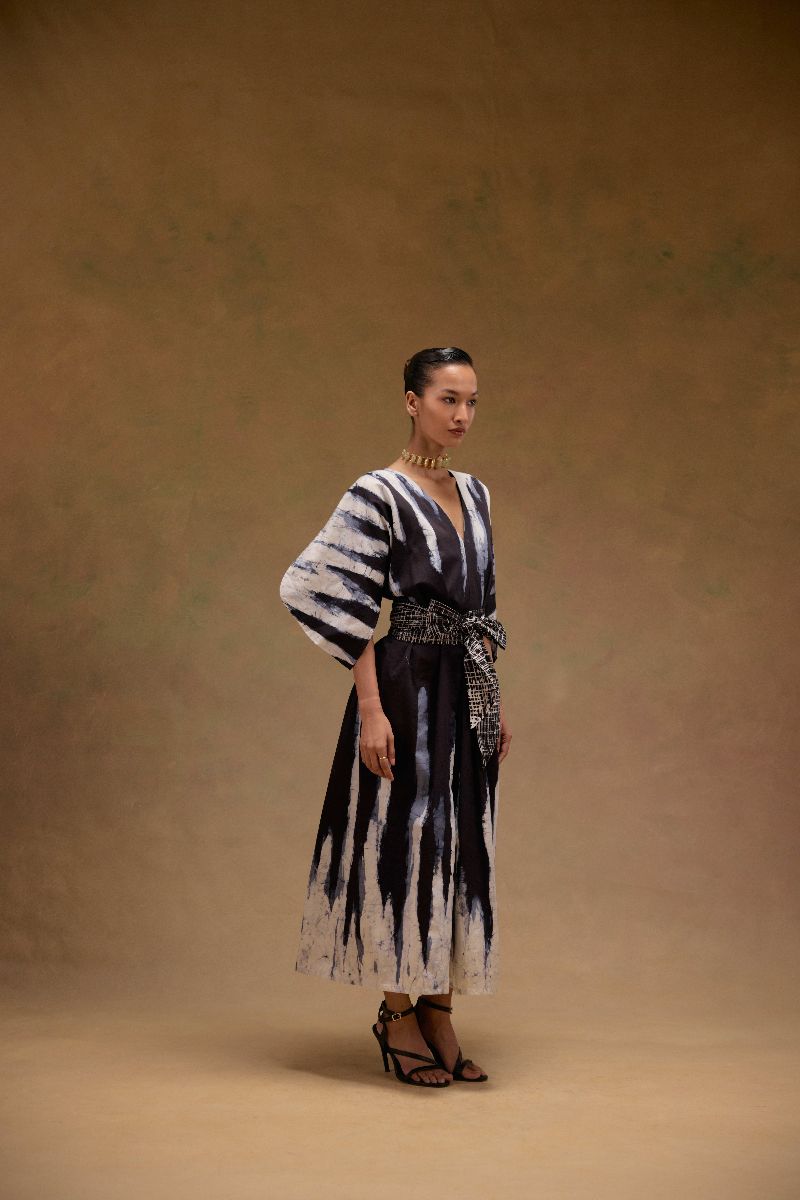 Silvia Cape Sleeves Dress With Belt