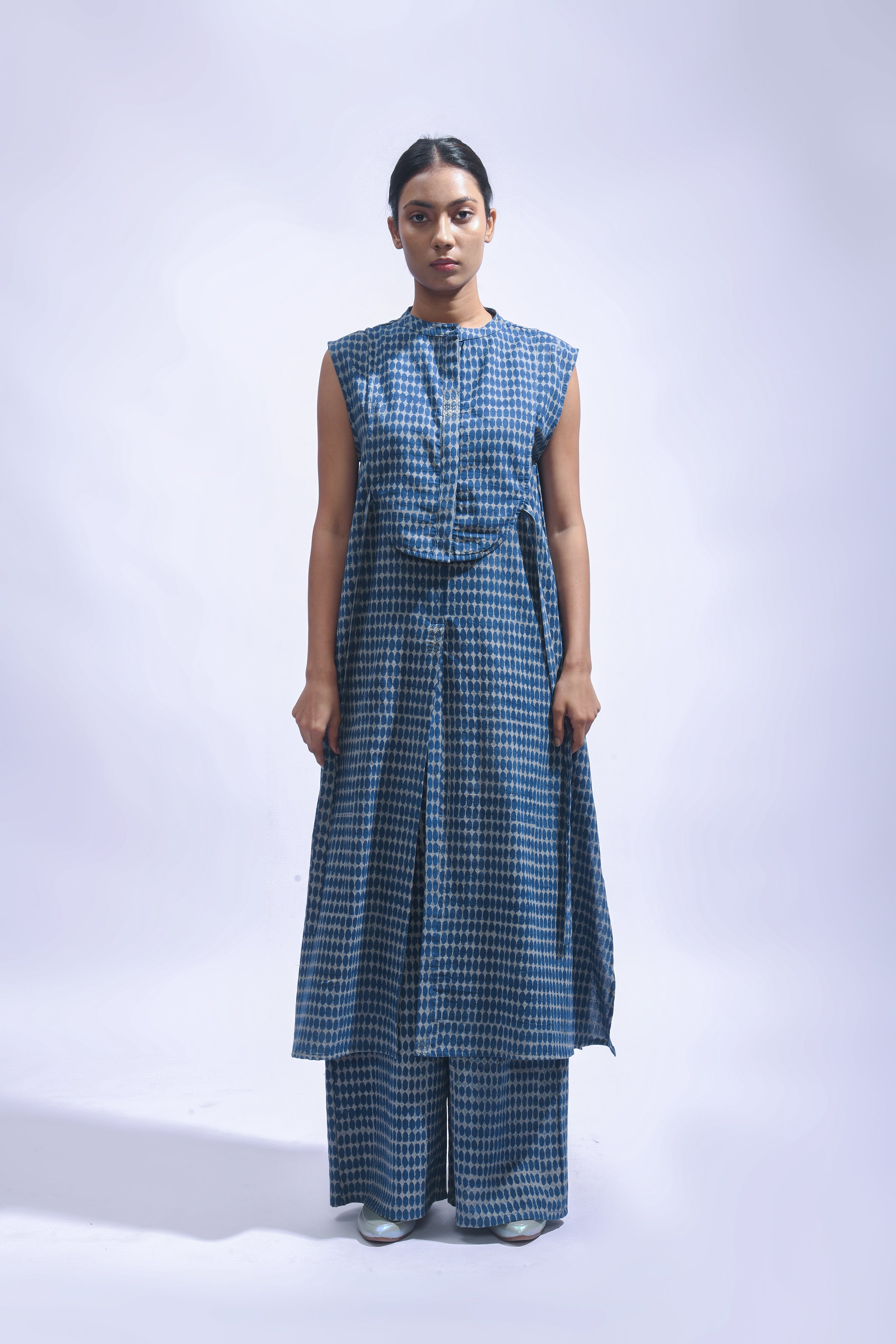 Indigo Chambray Block Print Set