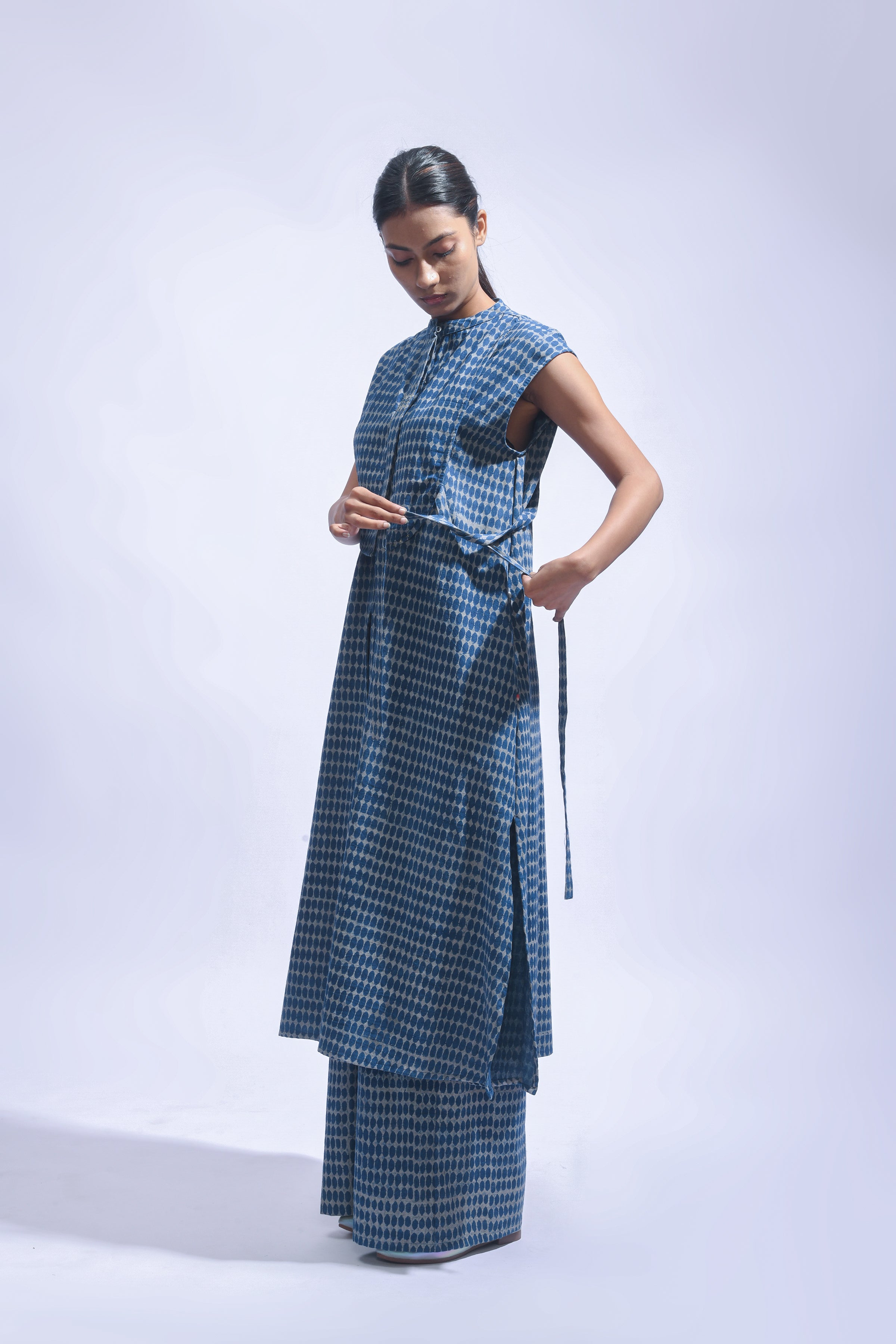 Indigo Chambray Block Print Set