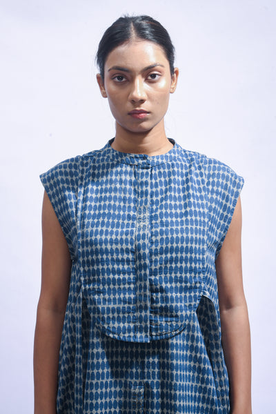 Indigo Chambray Block Print Set