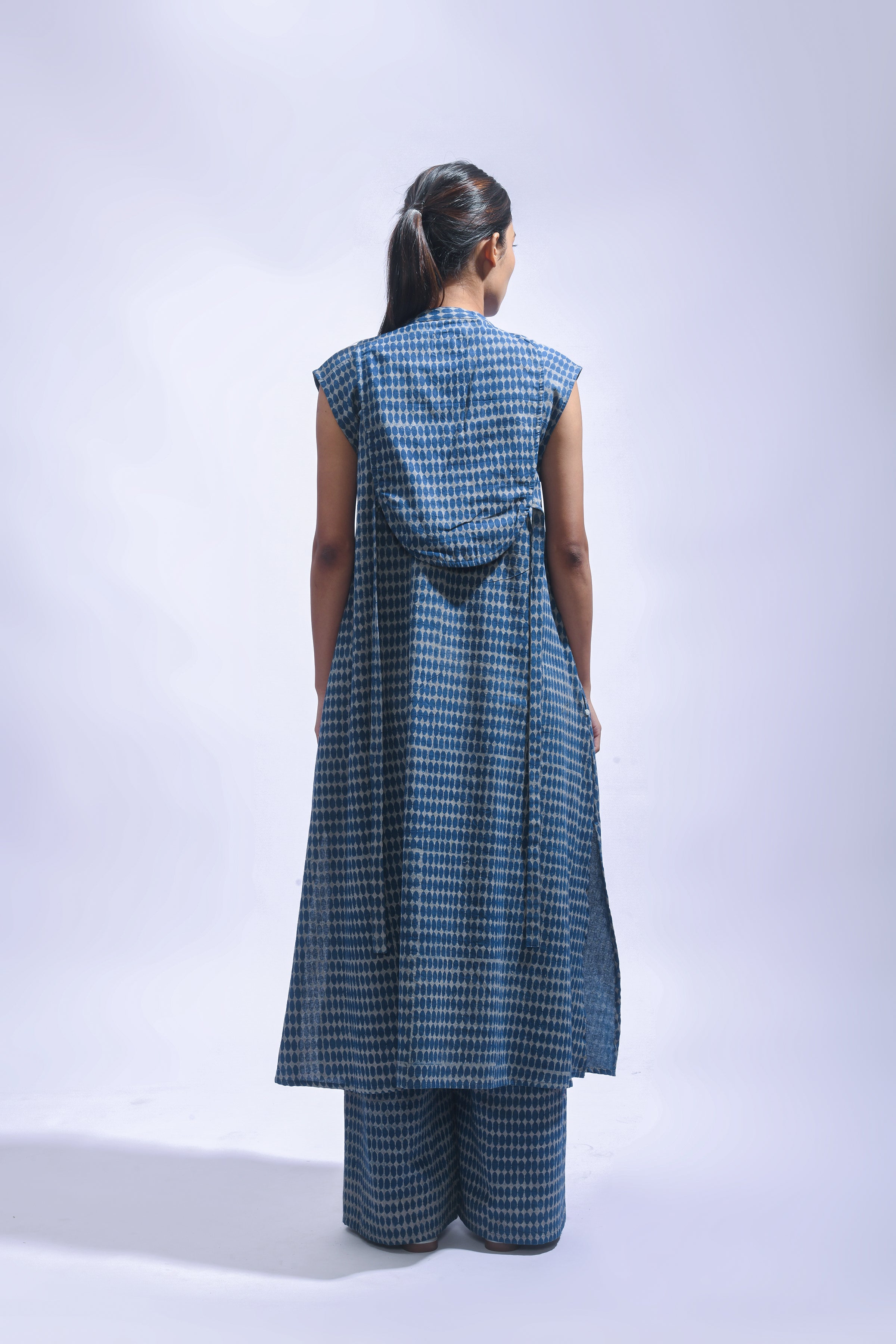 Indigo Chambray Block Print Set