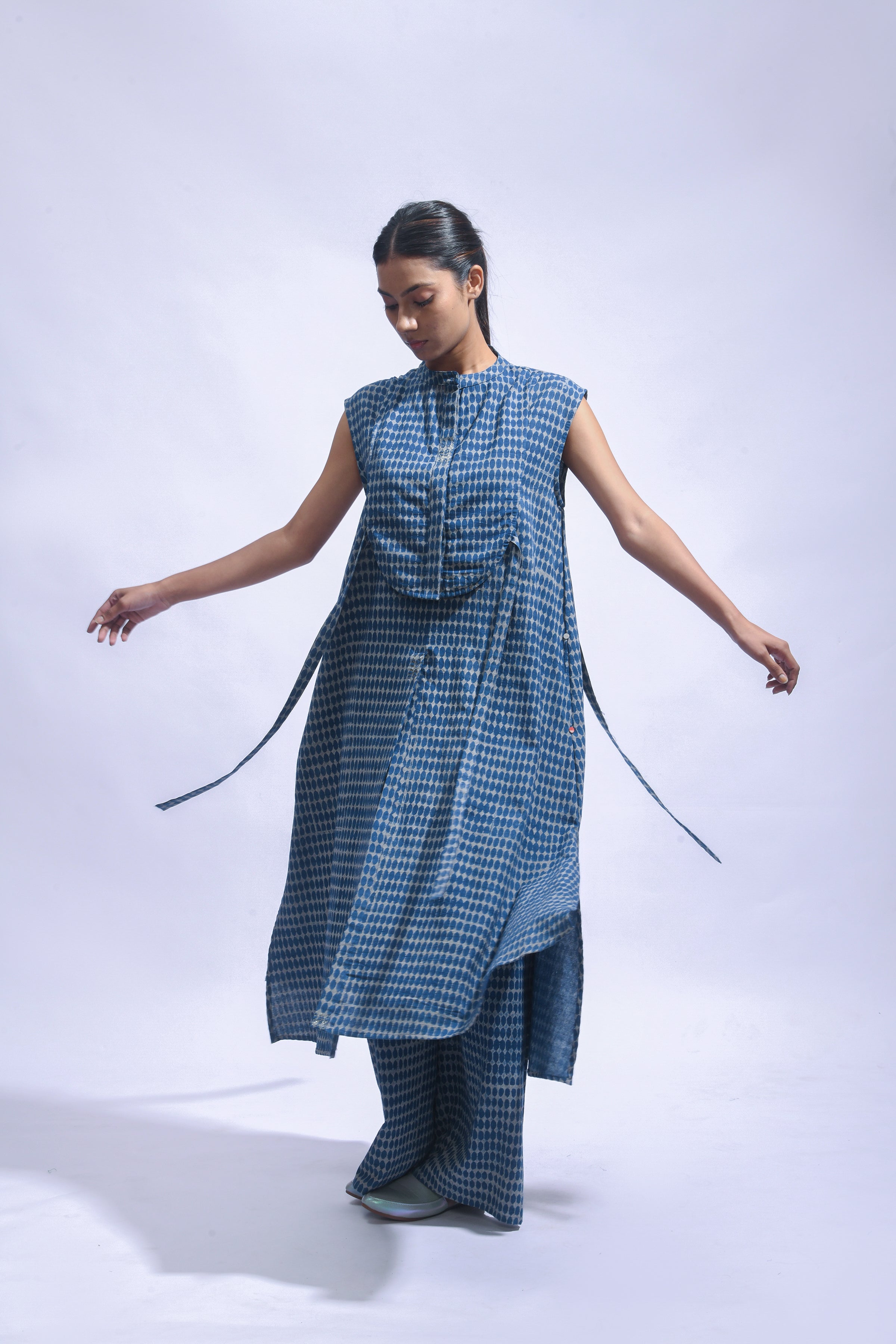 Indigo Chambray Block Print Set
