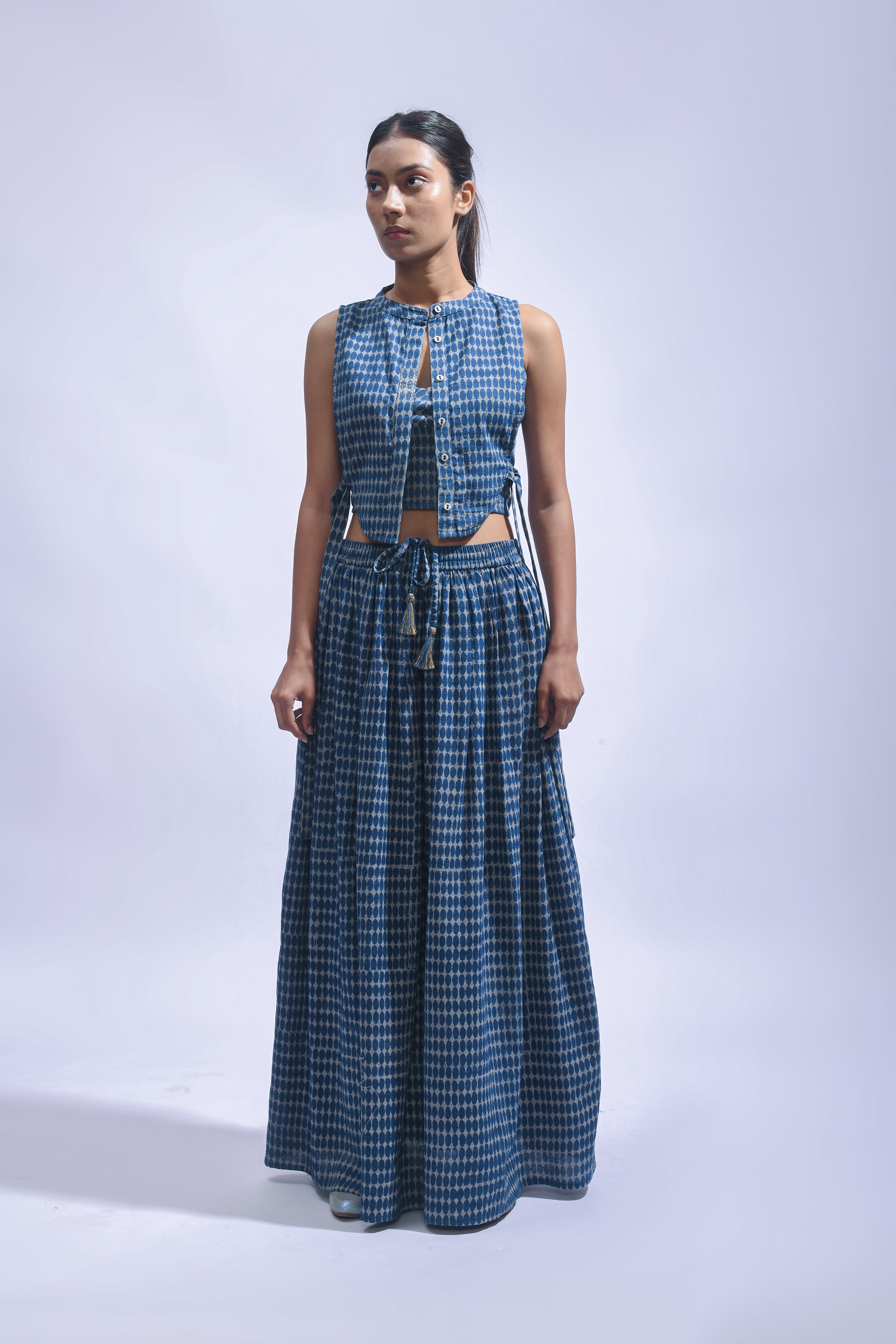 Indigo Cross Chambray Set