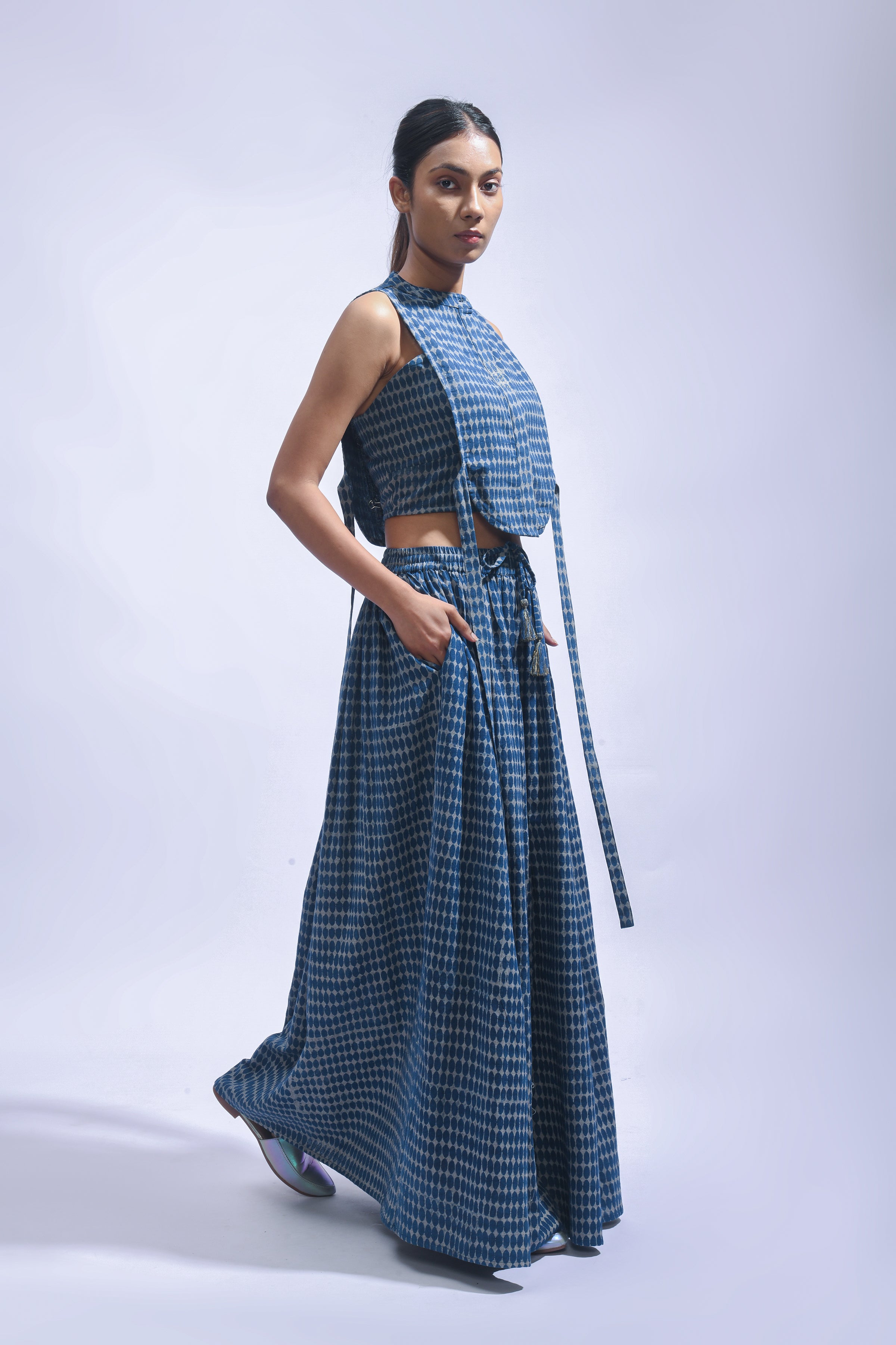 Indigo Cross Chambray Set