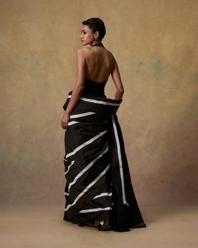 Noir Ikat Silk Saree