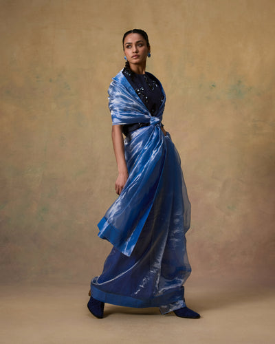 H/W Blue Metallic Saree