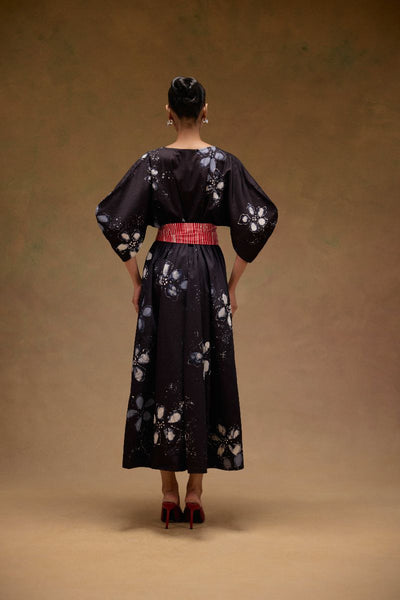 Silvia Cape Sleeves Dress With Belt