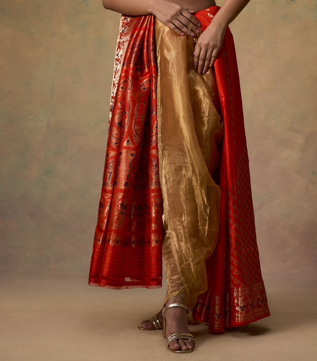 H/W Yellow Metallic Saree