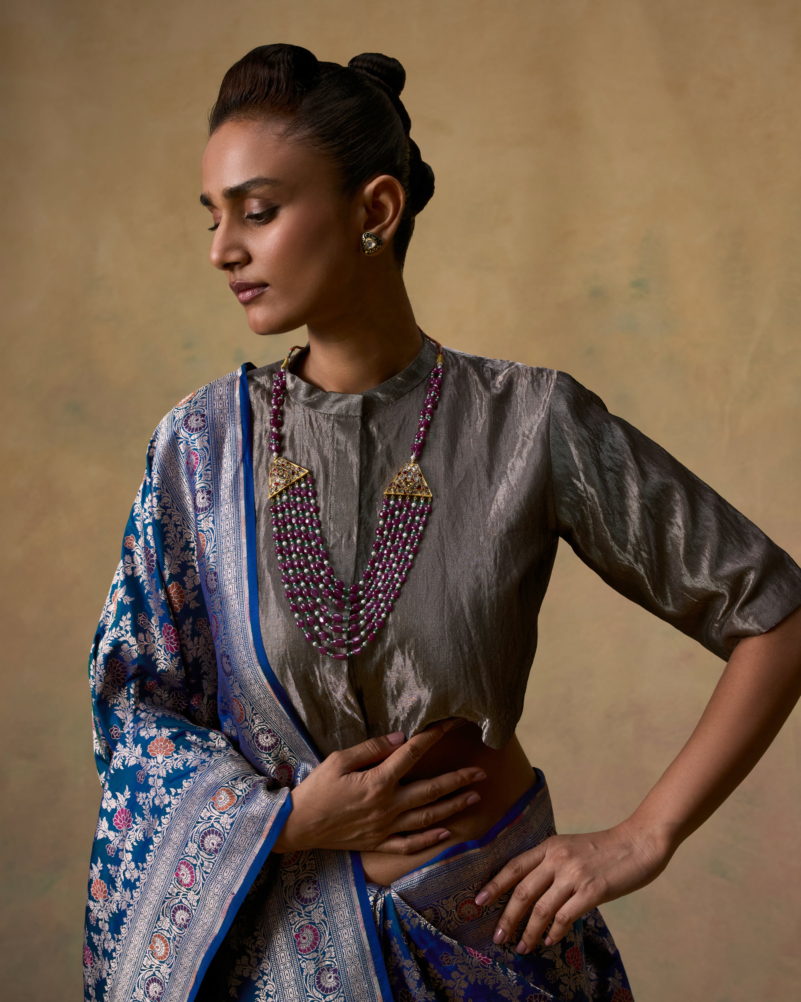 H/w Silver Metallic Blouse