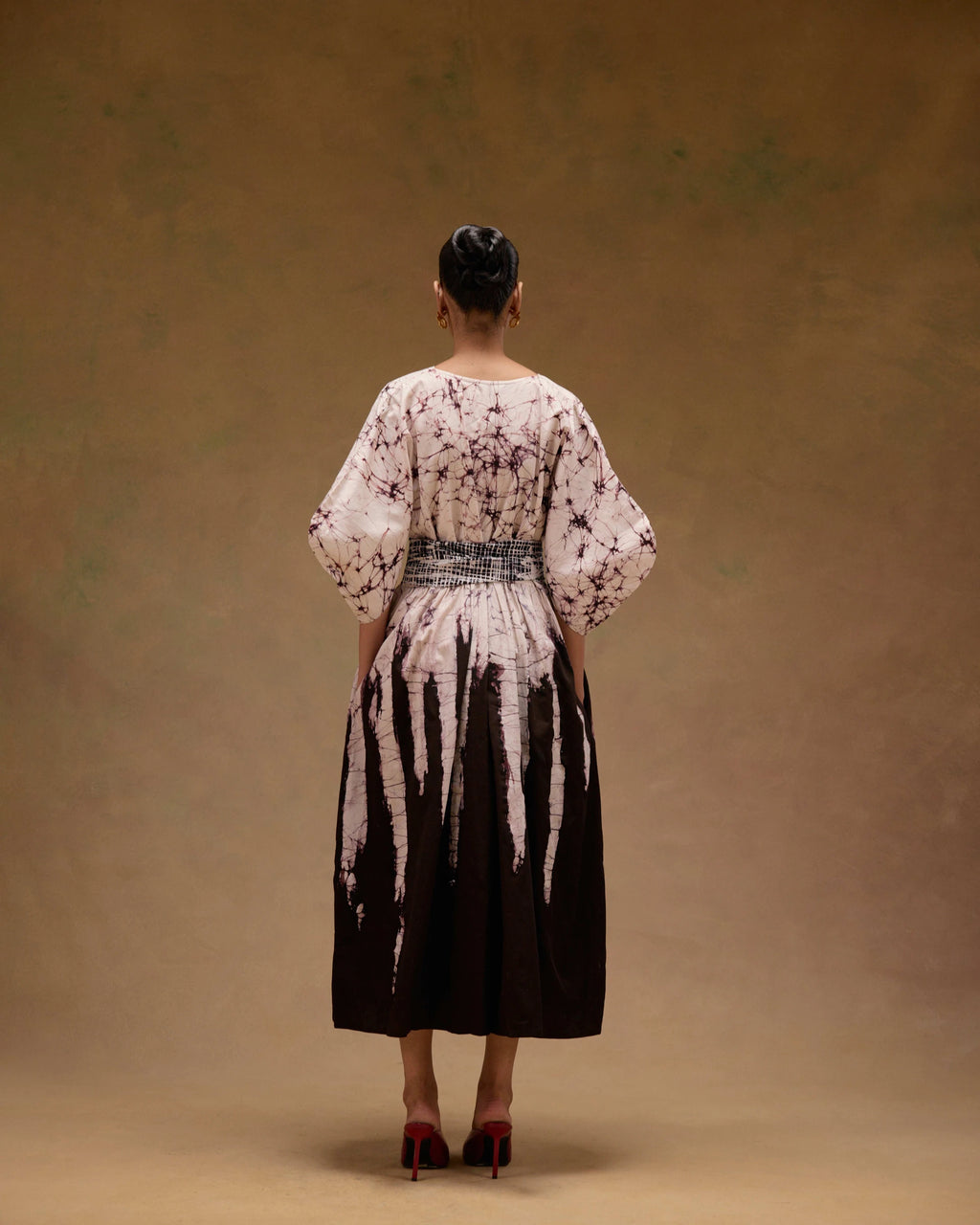 Silvia Cape Sleeves Dress With Belt