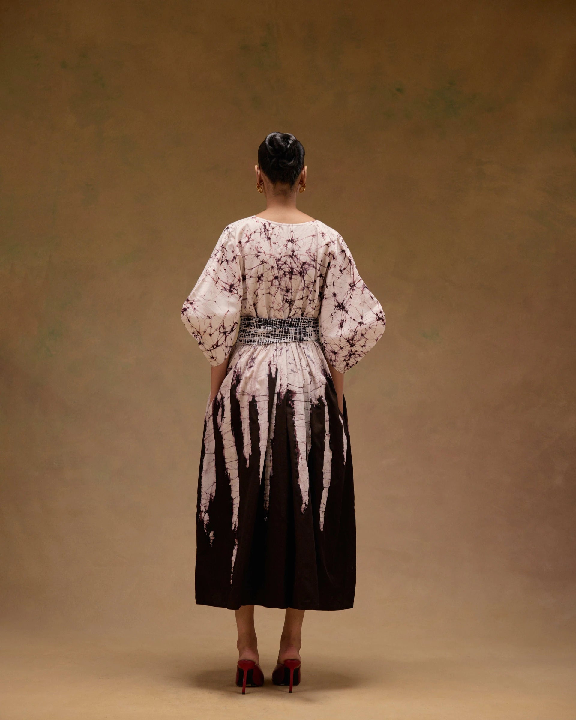 Silvia Cape Sleeves Dress With Belt