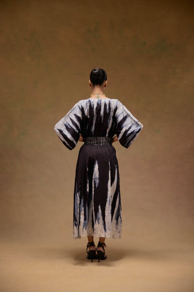 Silvia Cape Sleeves Dress With Belt