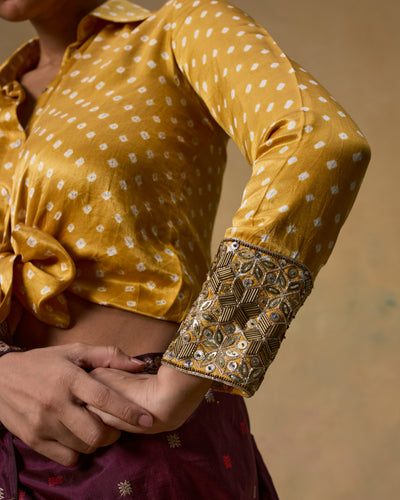 Mustard knotted shirt
