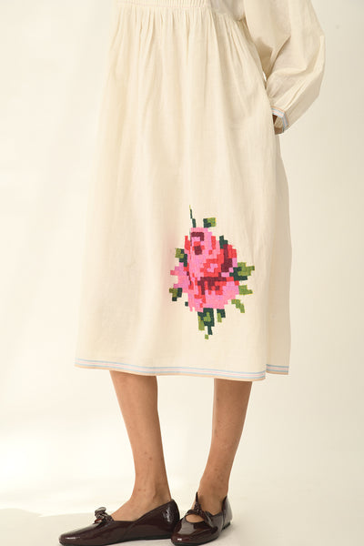 Atlantica Pleated Yoke Dress