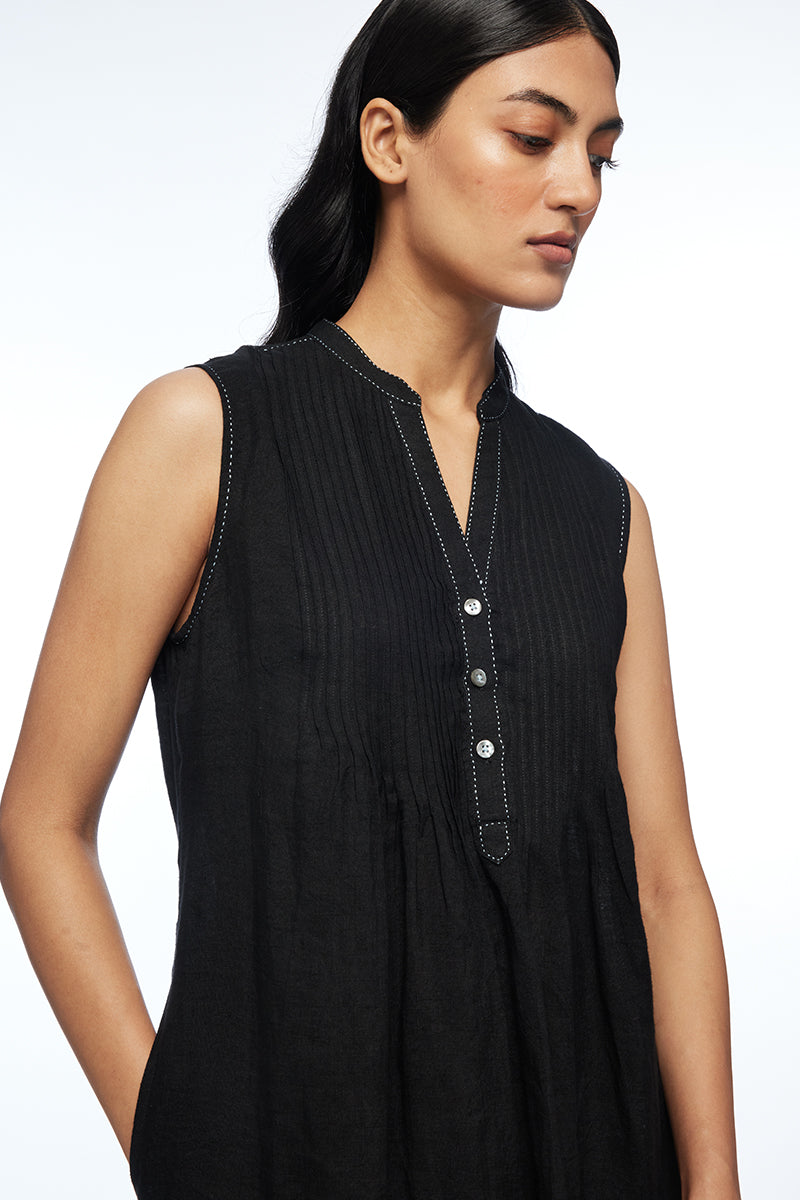 Cymosa Yoke Pleated Dress