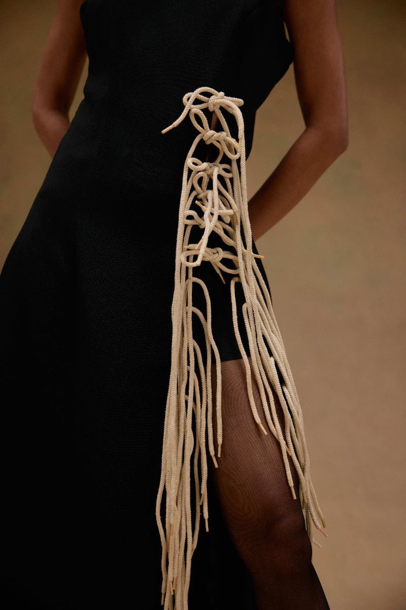 Aster Black Dress with Tassels