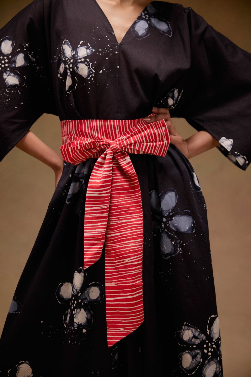 Silvia Cape Sleeves Dress With Belt