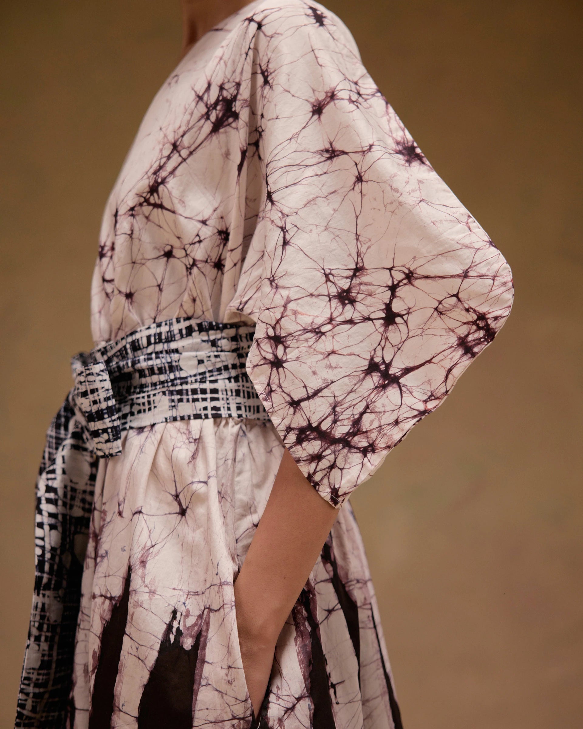 Silvia Cape Sleeves Dress With Belt