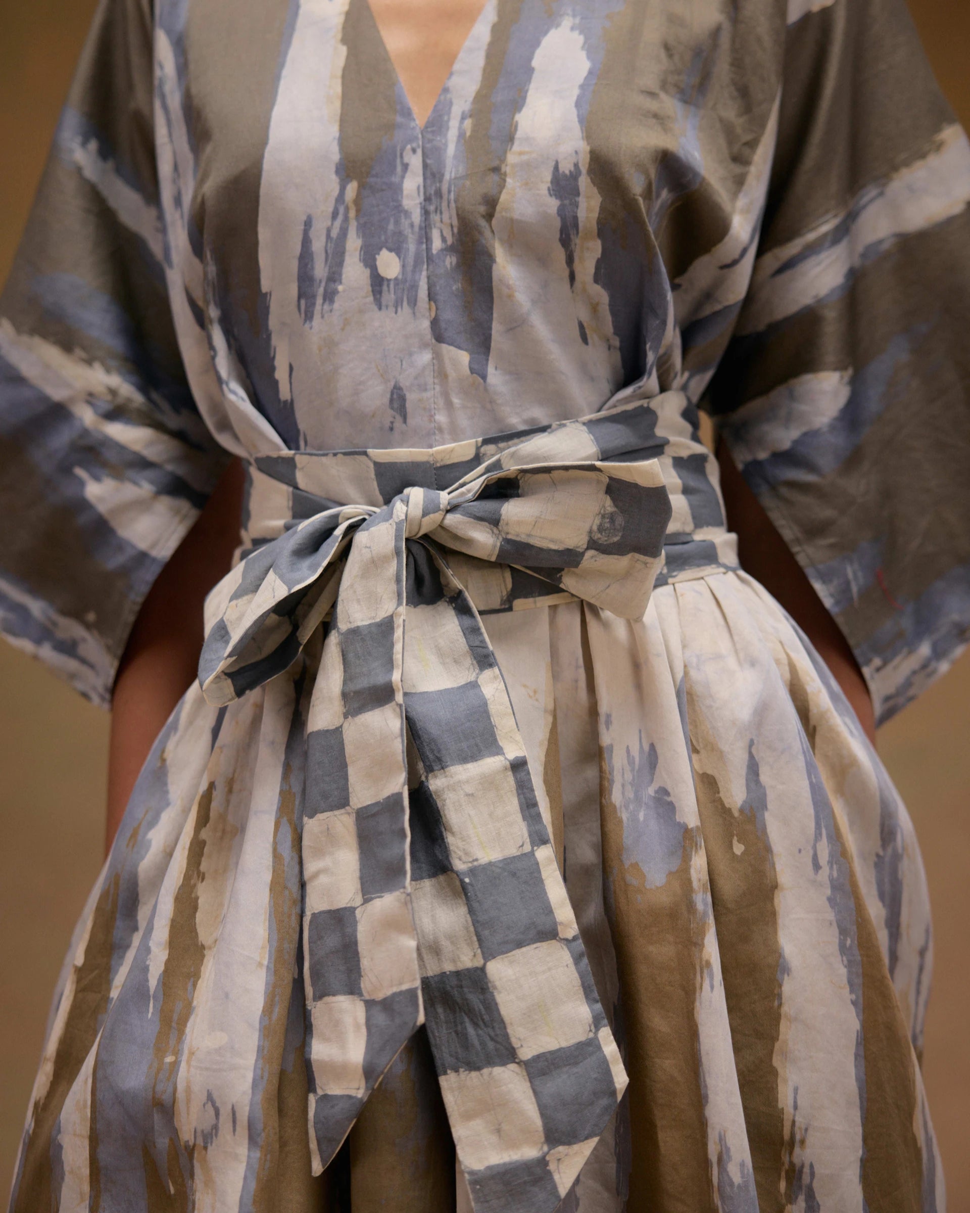 Silvia Cape Sleeves Dress With Belt