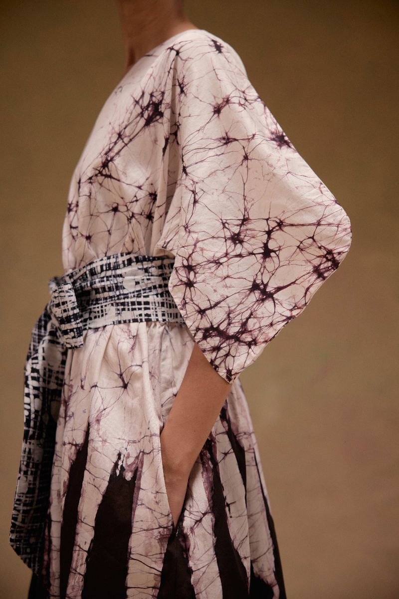 Silvia Cape Sleeves Dress With Belt