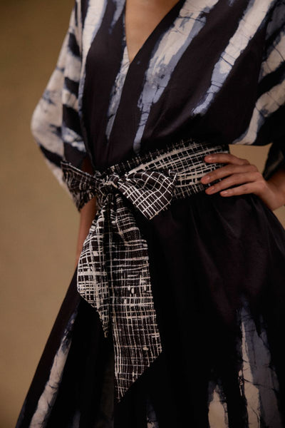 Silvia Cape Sleeves Dress With Belt