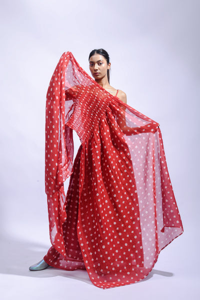 Crimson Shirred Ensemble