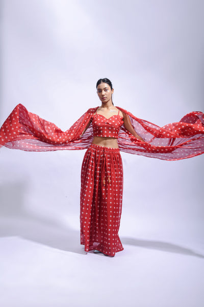 Crimson Shirred Ensemble