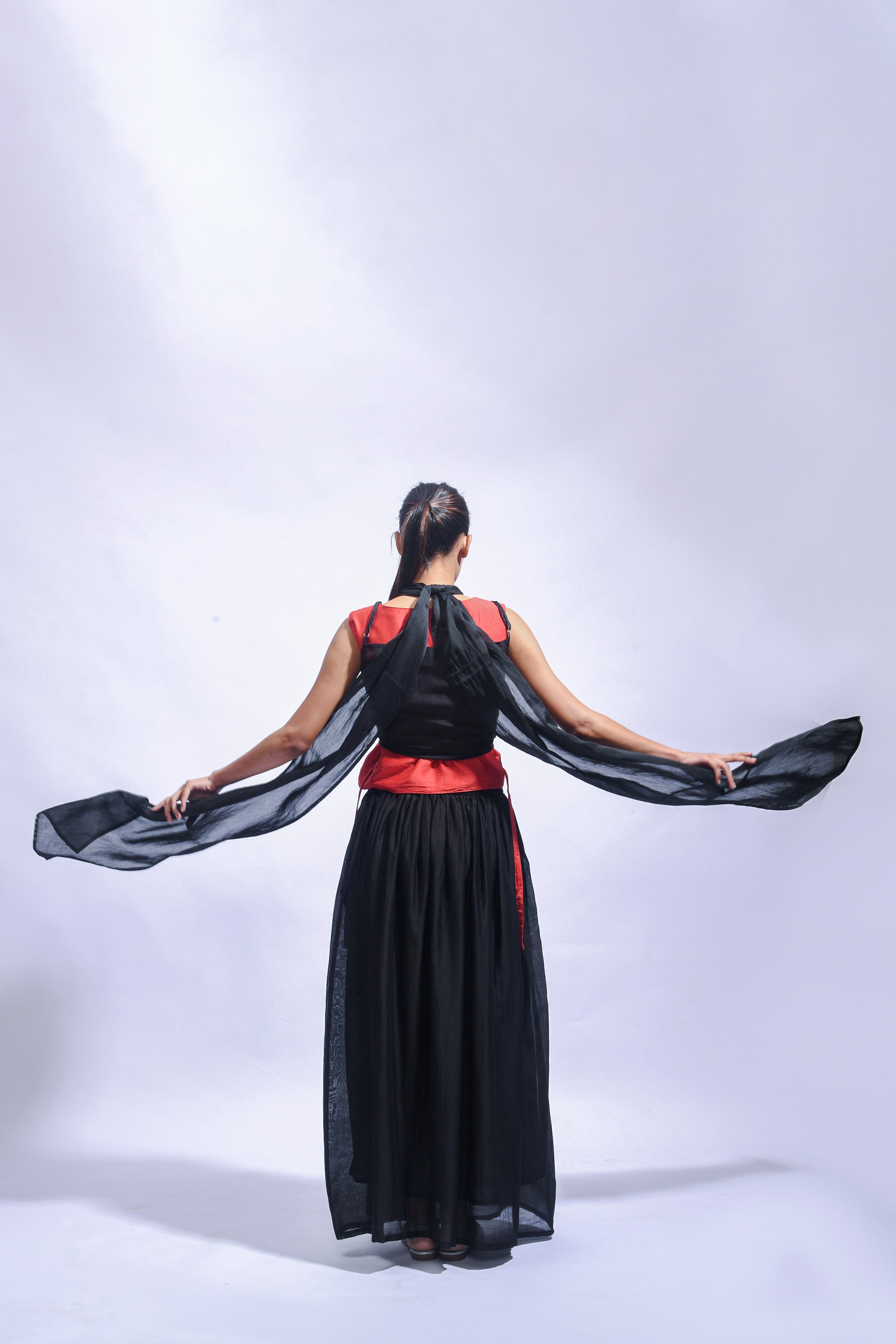 Red & Black Silk Wrap Set