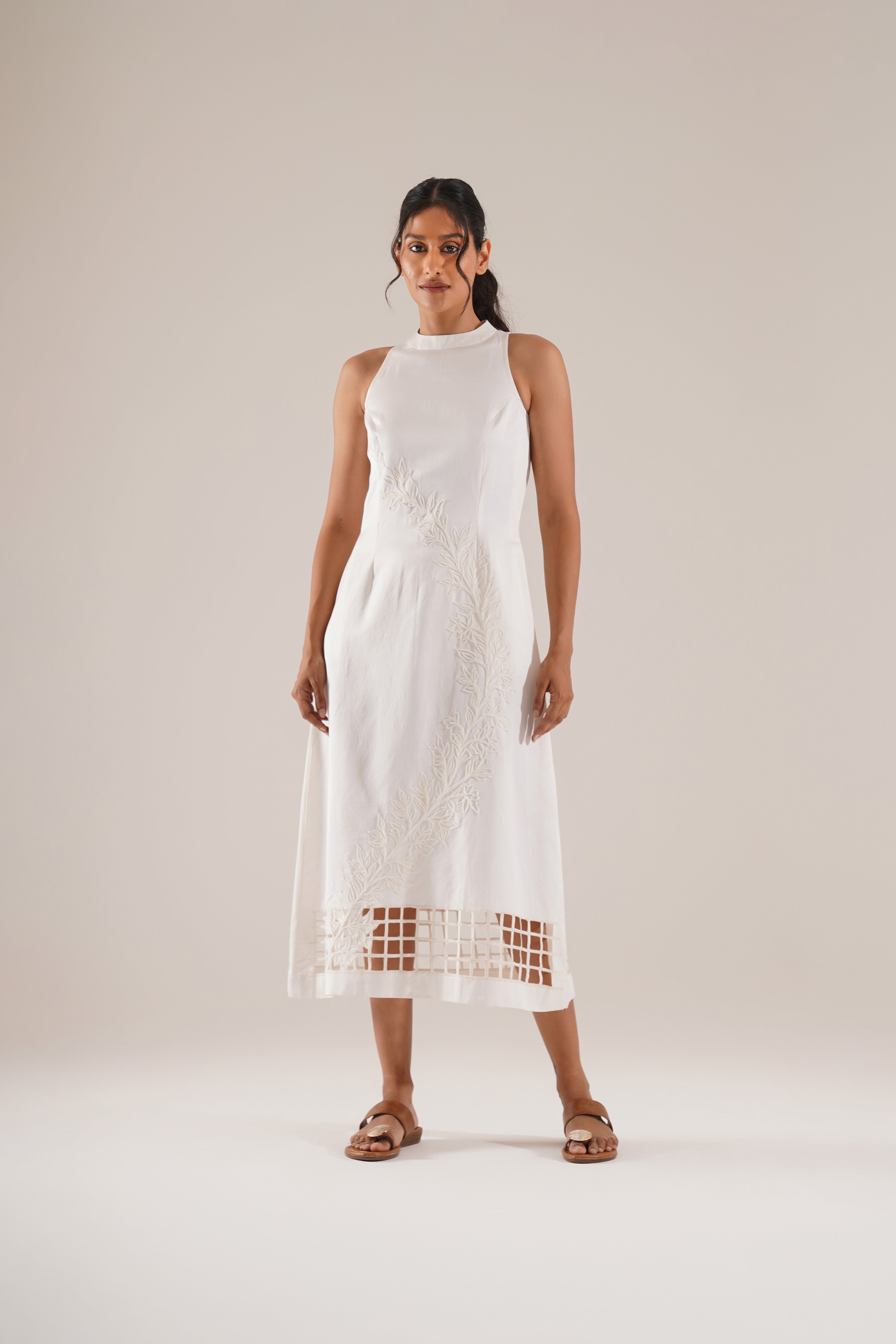 Diagonal Bloom Midi Dress