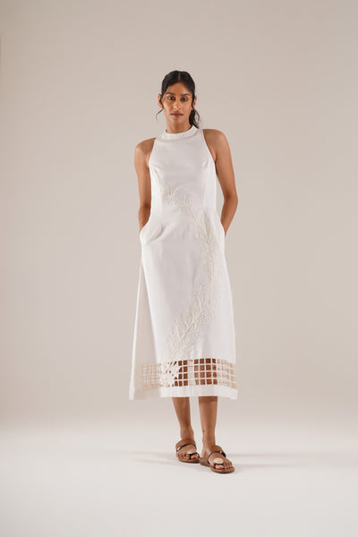 Diagonal Bloom Midi Dress