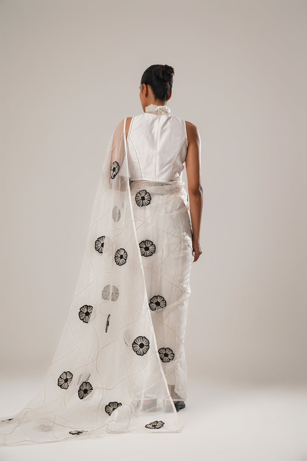 MJ White Floral Saree