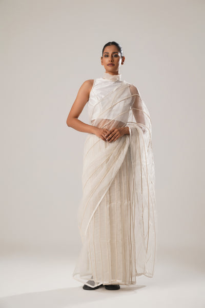 MJ White Dori Saree