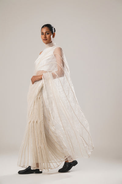 MJ White Dori Saree