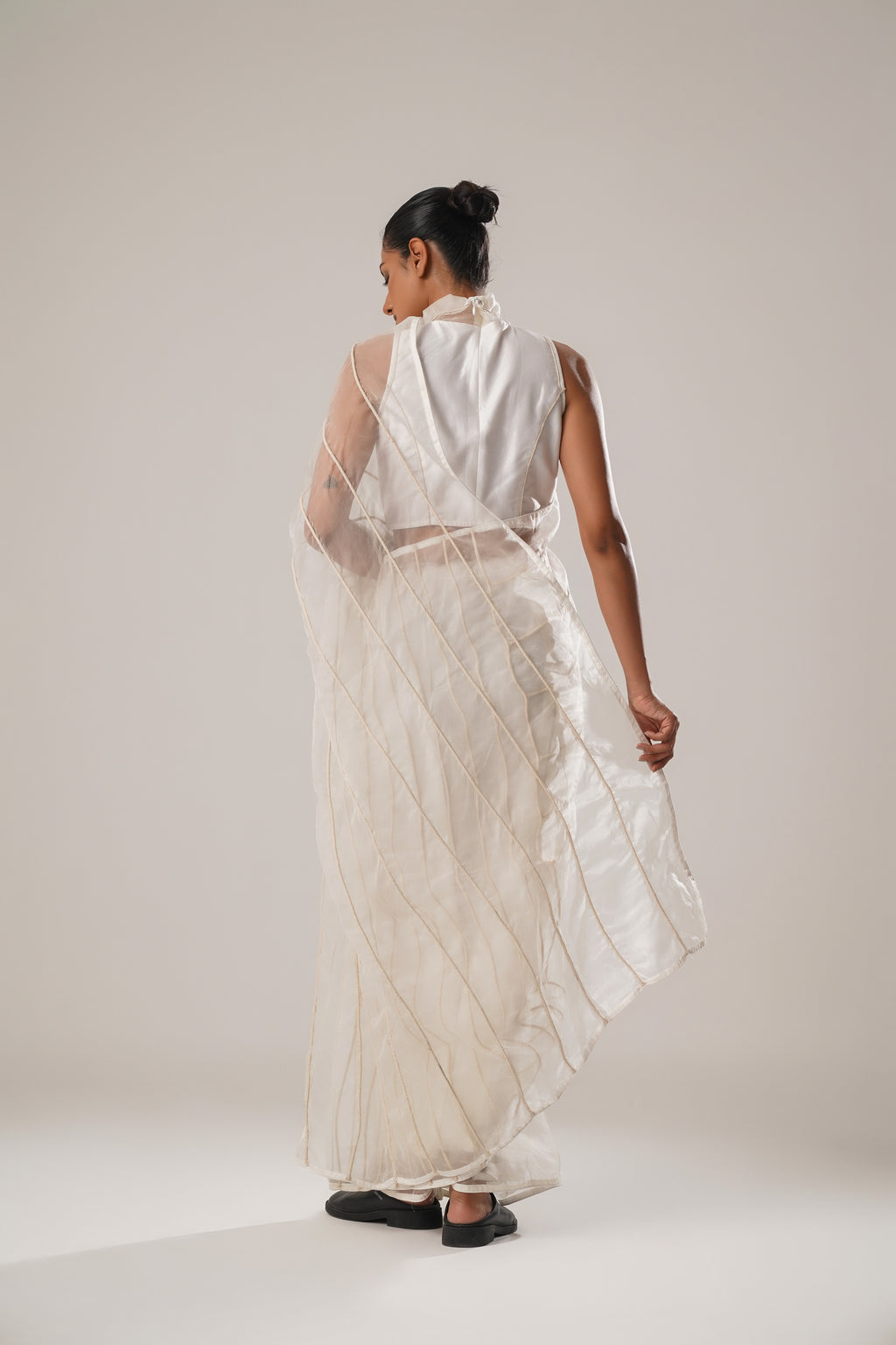 MJ White Dori Saree