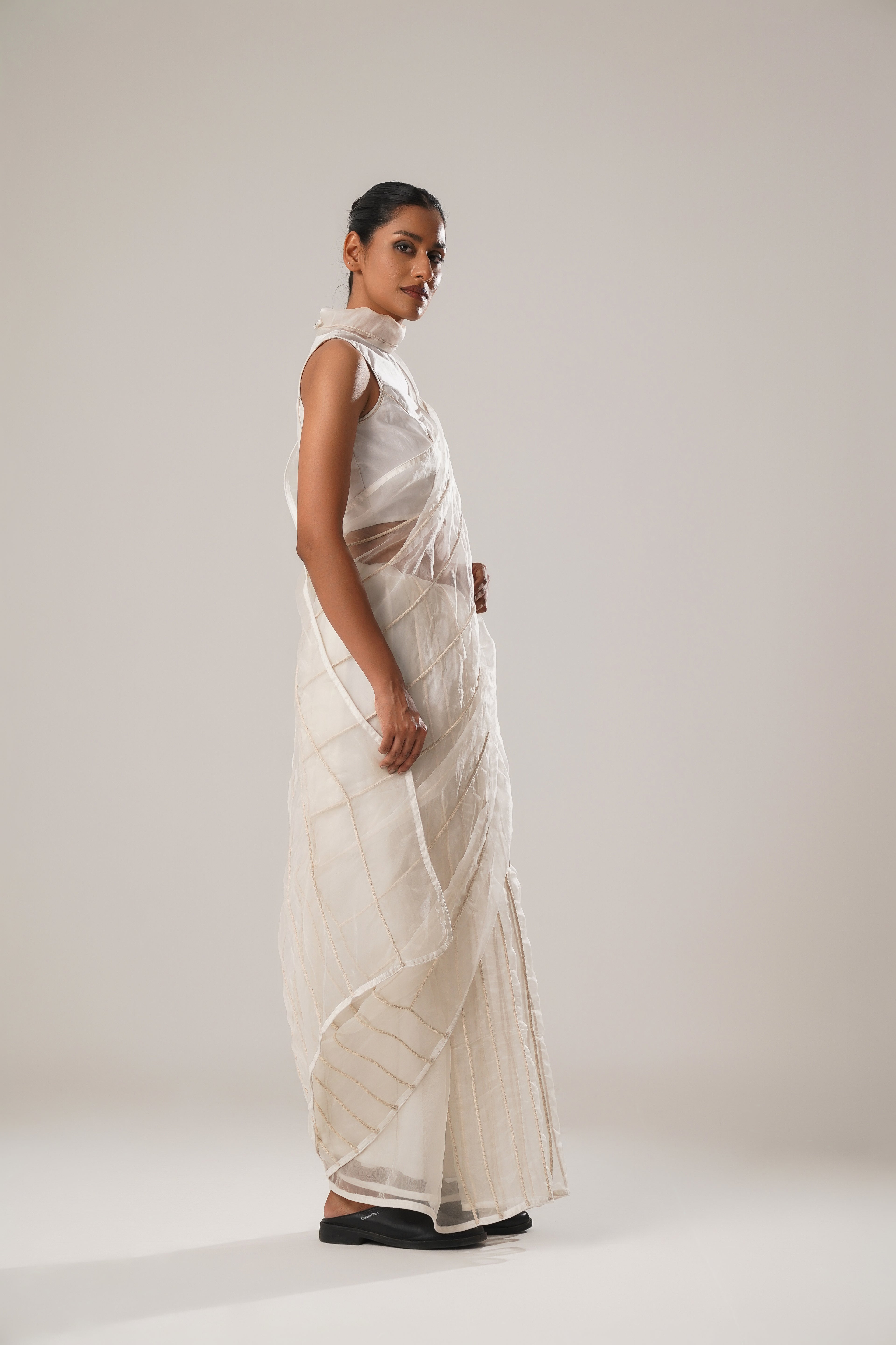 MJ White Dori Saree
