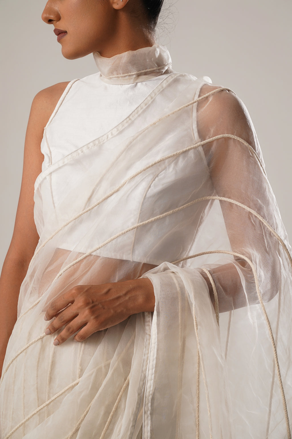 MJ White Dori Saree